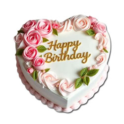 Designer Heart shape pineapple floral cake - 1kg - code FC04